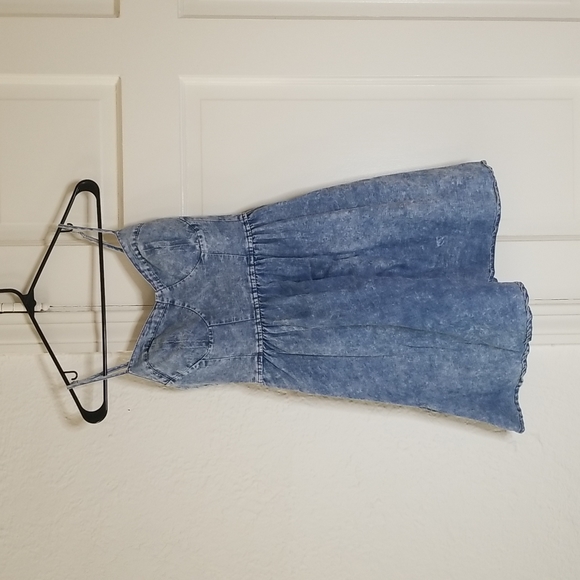 Modcloth En Creme Acid Wash Jean Mini Dress S - Picture 2 of 6